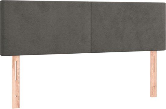 vidaXL Hoofdbord 144x5x78/88 cm Donkergrijs Fluweel