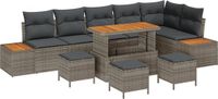 vidaXL Tuinbank - Set - 10 - st - Grijs - poly - rattan