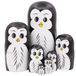 Jeu de 7 poupées russes en bois, décorées avec des motifs de pingouins, pour enfants