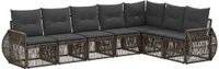 vidaXL Tuinbank - Set - 7 zitplekken - Grijs en Donkergrijs - Polyrattan