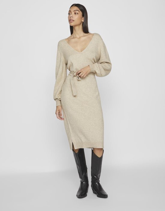 VILA VIRIL REV V-NECK KNIT DRESS - NOOS Dames Jurk - Maat S