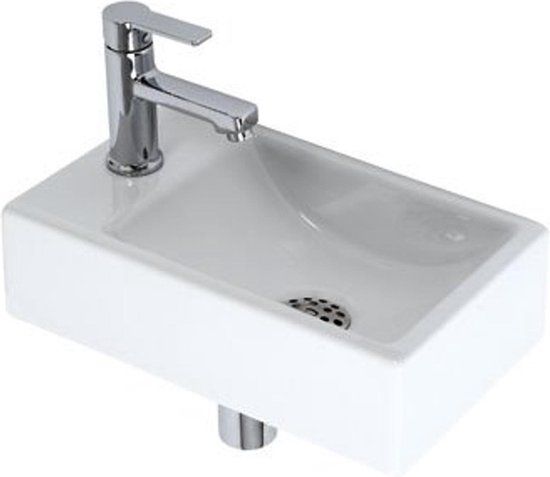 Plieger Houston Fonteinset - 37x23cm - Links - Wit - Incl. Kraan & Sifon