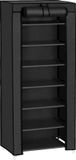 Songmics Schoenenrek, schoenenkast, 7 niveaus, met stoffen bekleding, ruim, stoffen kast, schoenenopslag, 46 x 28 x 126 cm (l x b x h), zwart