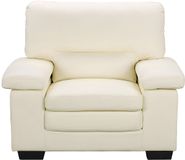 Vente-unique MIMAS II 3-seater sofa and armchair in ivory buffalo leather