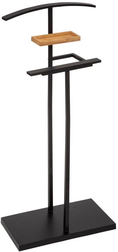 5Five Kledingrek Dressboy - Colbert/Jas en broek hanger - staand model - bamboe/metaal - zwart - 45 x 114 cm