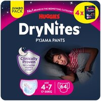 DryNites Huggies DryNites luierbroekjes - meisjes - 4 tot 7 jaar (17 - 30 kg) - 64 stuks - voordeelverpakking