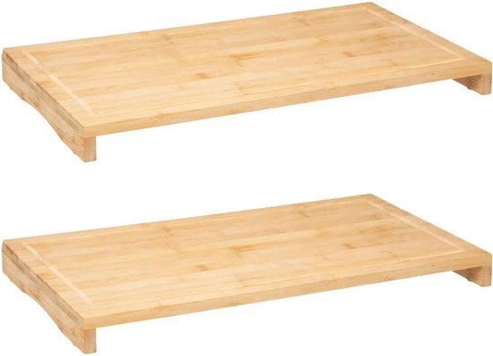 5five 2x Stuks grote snijplank rechthoek 52 x 28 cm van bamboe hout - Serveerplank - Broodplank