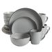 Gibson Home Rockaway Ronde serviesset van aardewerk voor 4 personen (16-delig), grijs/gouden rand