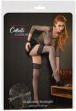 Cottelli Collection Stay Up Net Kousen met Kanten Top en Interne Siliconen Antislip Slips - Maat S - Zwart