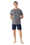 Mey Herren Pyjama Kort Serie Pure Night Quartz Grey Katoen Effen Korte Mouw M