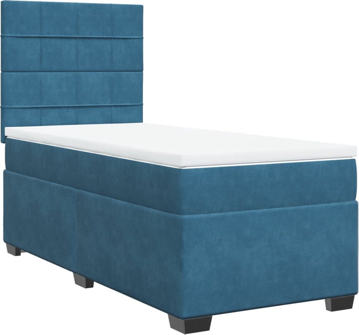 vidaXL Boxspring met matras fluweel blauw 100x200 cm