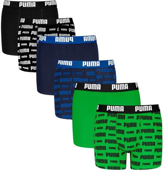Puma Boxershorts Jongens Kinderondergoed Set van 6 Blauw/Groen 122/128