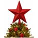 Piek kerstboom - XL - ster vorm - rood - H28,5 cm - kunststof