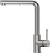 Unyqoos® Robinet d'évier en inox, modèle 304, extractible avec régulateur de jet, mitigeur à levier unique pour haute pression, pivotant à 360°, forme en L, incluant 2x 600 mm tuyaux d'alimentation