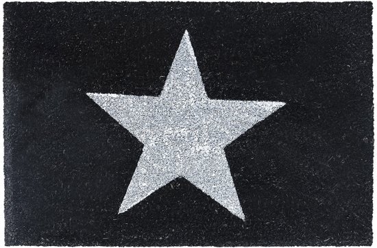 Relaxdays deurmat kokos ster zwart voetveger voetmat doormat star black