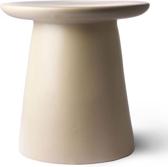HKliving Bijzettafel Earthenware Natural/Cream Rond 43 cm Beige