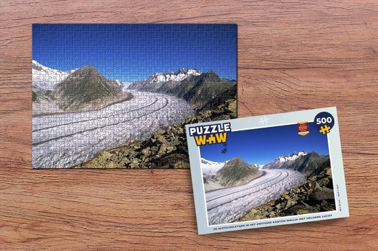 MuchoWow Puzzel De Aletschgletsjer in het Zwitsere Kanton Wallis met heldere lucht - Legpuzzel - Puzzel 500 stukjes