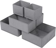 Hisdricus Set van 6 lade organizer systeem, opvouwbare opbergdoos, stoffen lade organizer voor het opbergen van ondergoed, kleding, bh's, sokken en stropdassen in de garderobe, grijs