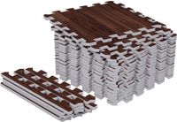 Gorilla Sports Vloermatten - Beschermingsmatten - 18 matten + 8 eindstukken - 30x30 - Puzzel mat - Donkere houtlook