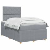 vidaXL Boxspringbed met matras, lichtgrijs, 120 x 190 cm, gestoffeerd