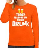 Bellatio Decorations Shoppartners Bv Koningsdag sweater good day to get drunk oranje - dames - Kingsday EK/ WK trui / outfit / kleding S