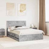 vidaXL Bedframe with Drawer, Concrete Grey, 150 x 200 cm, Engineered Wood