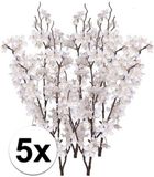Bellatio Flowers & Plants 5x Witteappelbloesem tak 84 cm - kunstbloemen