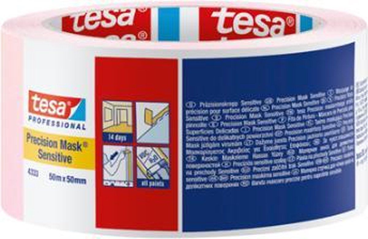 tesa Precisie-crêp/afdekband Sensitive, 50 m x 50 mm