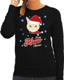 Bellatio Decorations Foute Kersttrui - Merry Miauw Christmas - Zwart - Dames - XS