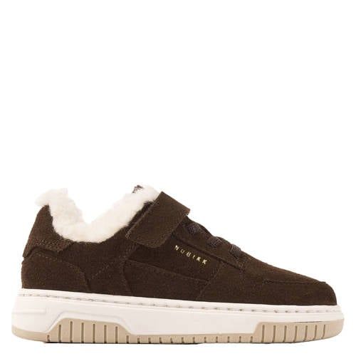 Nubikk Basket Teddy Jr gevoerde suède sneakers donkerbruin