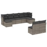 VidaXL 10-delige Loungeset met Kussens, Poly Rattan, Grijs