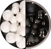 Kaemingk B.V. Décoration de Noël boules de Noël en plastique mélange de couleurs noir/blanc 4-6-8 cm paquet de 68x pièces