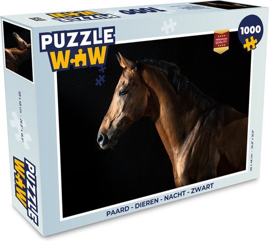 MuchoWow Puzzel Paard - Dieren - Nacht - Zwart - Legpuzzel - Puzzel 1000 stukjes volwassenen - Sinterklaas cadeautjes - Sinterklaas voor grote kinderen