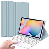 Fintie Toetsenbord hoes voor Samsung Galaxy Tab S6 Lite 10.4 - Duits toetsenbord - ijsblauw