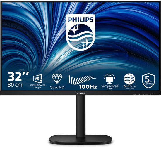 Philips 32B2N3500/00 computer monitor 80 cm (31.5") 2560 x 1440 Pixels Quad HD LCD Zwart