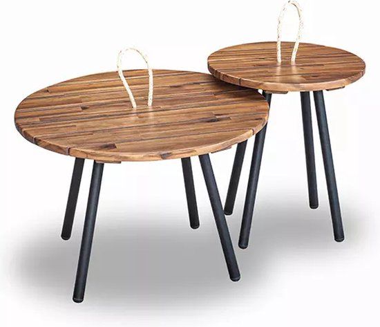 Your Own Living Jolie Salontafelset - Rond - Bruin - Acacia Hout - 45 cm