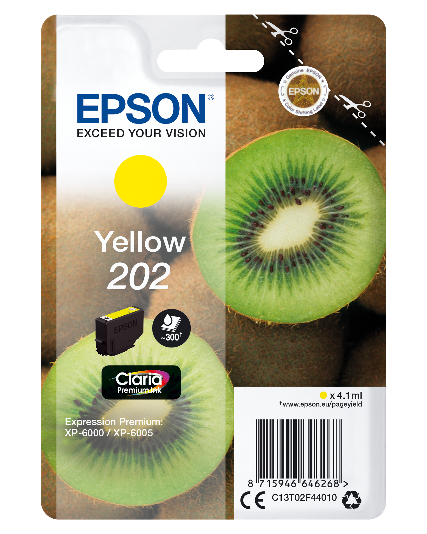 Epson 202 Yellow Claria Premium Ink Cartridge - C13T02F44020