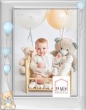 HAES deco Verzilverde Baby Fotolijst Blauw Matteo voor een foto van 10x15 cm