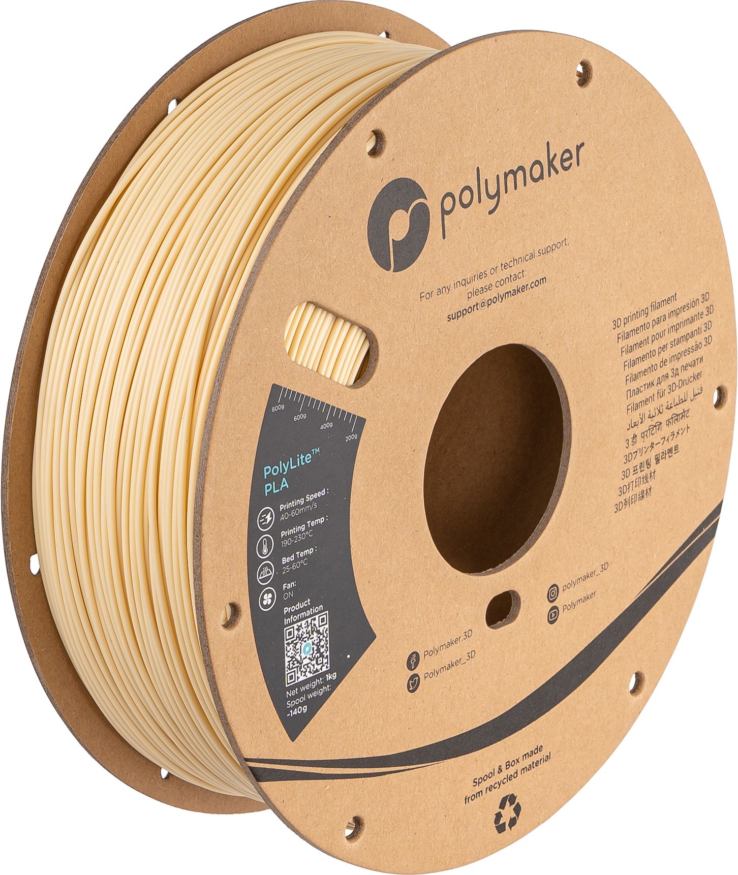 Polymaker PolyLite PLA Filament 1.75 mm Cream 1 kg