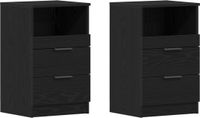 vidaXL Nachtkastje Zwart Eiken Bewerkt Hout Set van 2