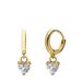 Lucardi Dames Zilveren goldplated oorringen met hanger hart zirkonia