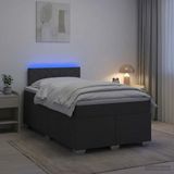 vidaXL Boxspringbed met matras en LED-verlichting, donkergrijs, 120 x 190 cm