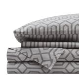 Comfort Spaces 100% katoenen lakenset, zacht en luchtig met elastische rand voor matrassen tot 36 cm, met bijpassende kussensloop, Twin XL, zilverkleurig (Diamond Silver), 3-delige set