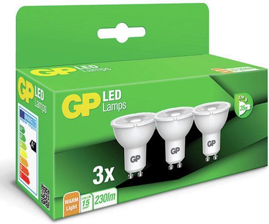 GP Batteries LED Spot GU10 Warm Wit - 3 Stuks