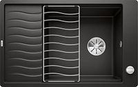 Blanco Silgranit spoelbak, 770x490 mm, met draaiknopbediening en accessoires, zwart