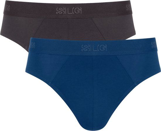 Sloggi Heren Basic Slip (2-pack) - Donkergrijs/Blauw - XXL