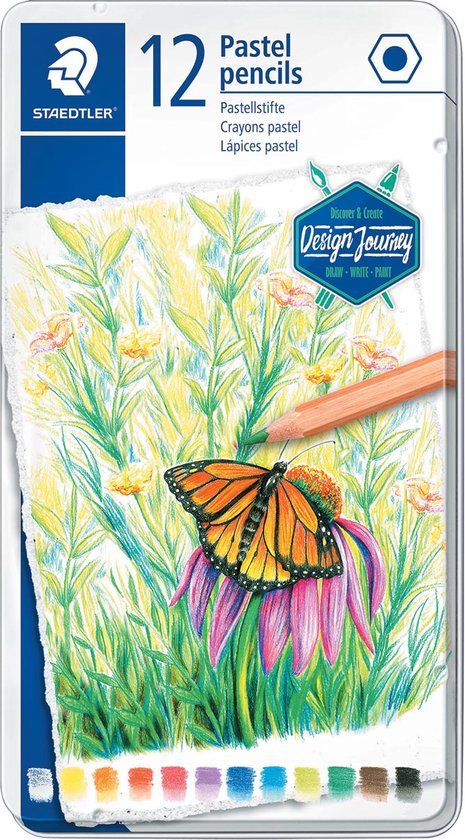 Staedtler Design Journey Pastel Kleurpotloden - 12 kleuren in metalen doos