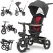 Tricycle pliable 7-en-1 pour enfants - Tricycle-poussette HM-618 - Cadre en acier inoxydable - Convient aux enfants de 1 à 2 ans - Noir