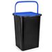 Plasticforte Poubelle de recyclage - noir/bleu - 45 Litres - verrouillable - 34 x 40 x 54 cm - couvercle - plastique - tri des déchets - avec poignée de transport