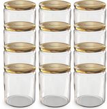 Oputec 12x 405ml inmaakpotten / voorraadpotten TO Ø 82 mm – glazen jampotten – metalen schroefdeksel goud – conservenpotten